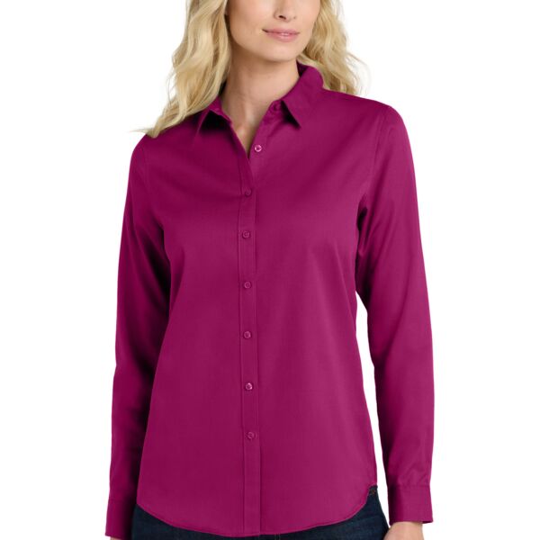 Port Authority Ladies Long Sleeve SuperPro React ™ Twill Shirt Thumbnail