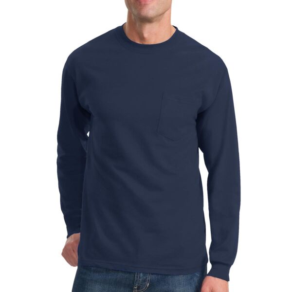 Port & Co Long Sleeve Essential Pocket Tee Thumbnail